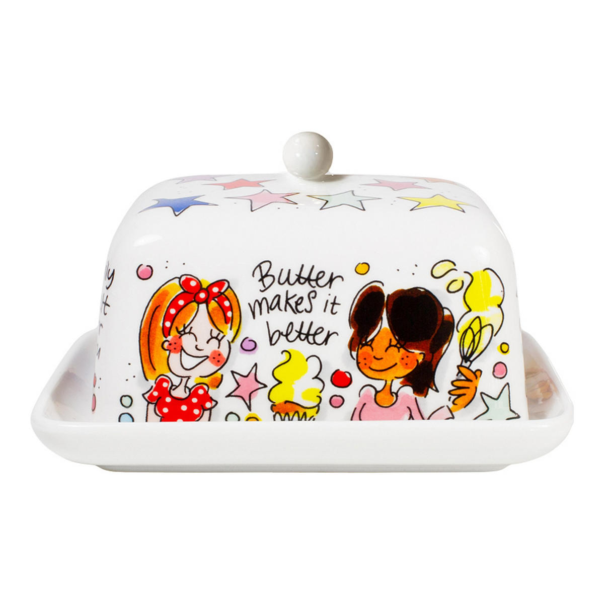 BUTTERDOSE Butter macht alles besser in Bunt - 16 x 11 x 10cm - Multicolor, Keramik (11/10/16cm) - Blond Amsterdam