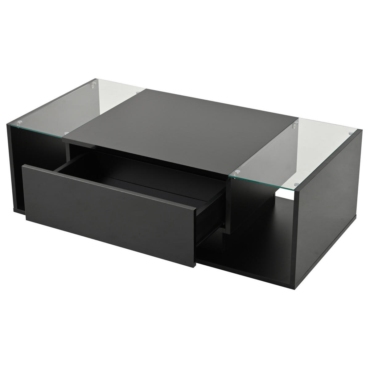 COUCHTISCH 100/50/31 cm mit Schublade, LED-Beleuchtung und gehärtetem Glas, Schwarz - Schwarz, Holzwerkstoff (100/50/31cm) - Redom