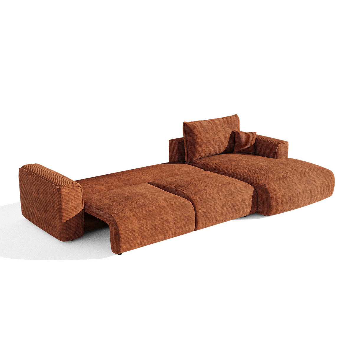 ECKSOFA rechtwinklig COMO Cord Terrakotta 297cm - Dunkelorange/Terracotta, Textil (297/167cm) - Premium Interiors