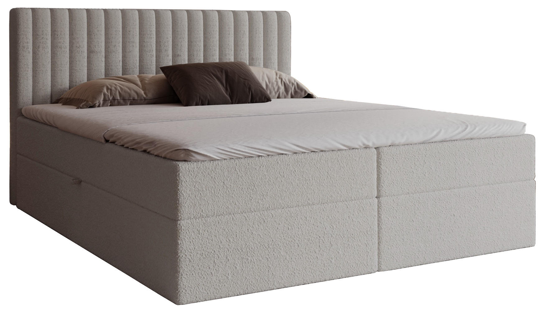 BOXSPRINGBETT Boucle 140x200 Daliro mit Bettkasten, Matratze H3, Hellgrau - Hellgrau, Holz/Textil (140/200cm) - Emporius