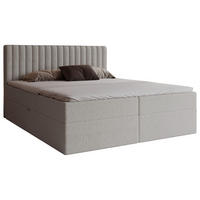 BOXSPRINGBETT Boucle 140x200 Daliro mit Bettkasten, Matratze H3, Hellgrau - Hellgrau, Holz/Textil (140/200cm) - Emporius