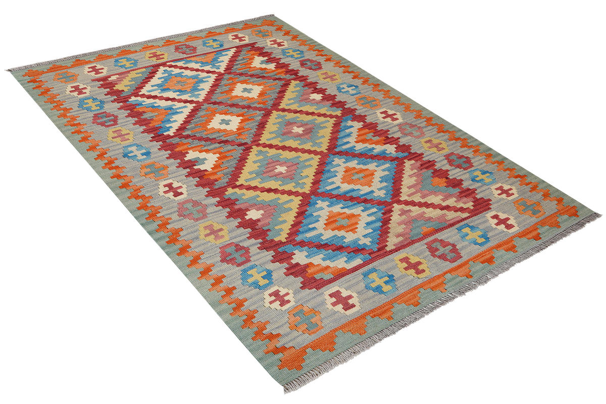 HANDWEBTEPPICH Kelim Gashgai Rot 182/126 cm - Rot, Textil (126/182cm) - Looma