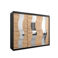 SCHWEBETÜRENSCHRANK 200/250/62 2-türig - Silberfarben/Schwarz, Holz/Kunststoff (250/200/62cm) - Abiks Möbel