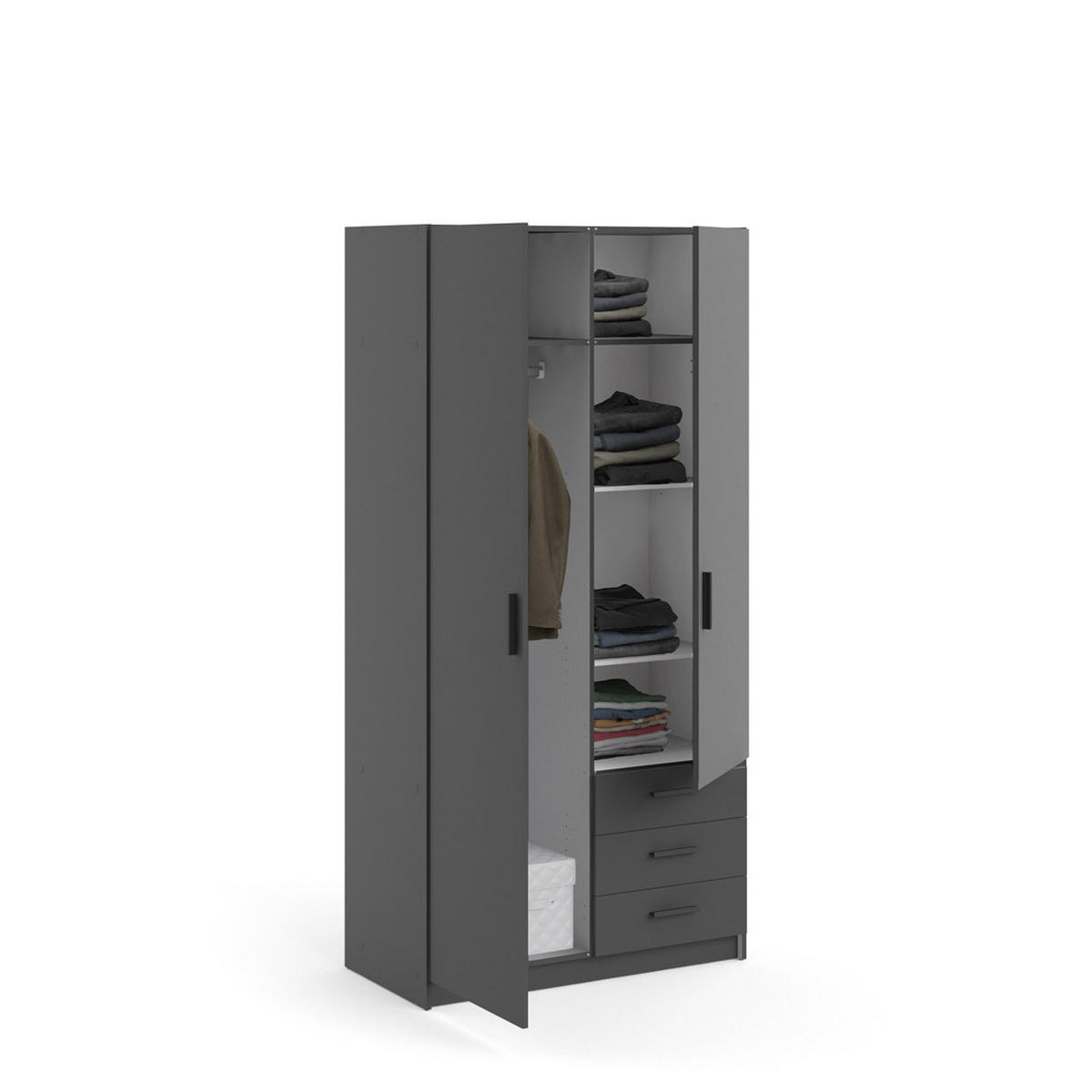 KLEIDERSCHRANK mattgrau - Grau, Holzwerkstoff (99/201/50cm) - ebuy24