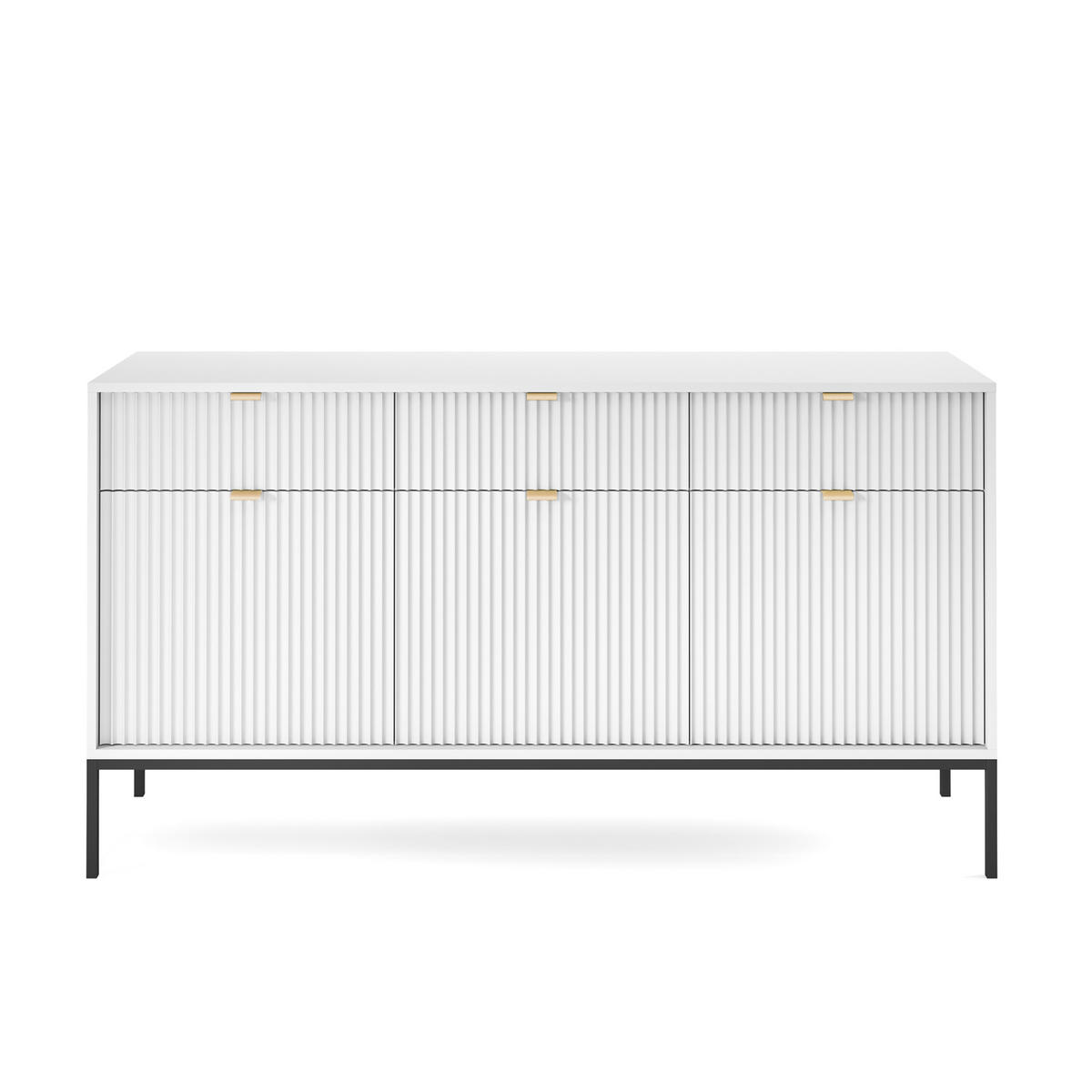SIDEBOARD STELLARE 154/83/39 cm mit 3 Schubladen 3 Türen Weiß - Weiß, Holzwerkstoff (154/83/39cm) - MASSENO