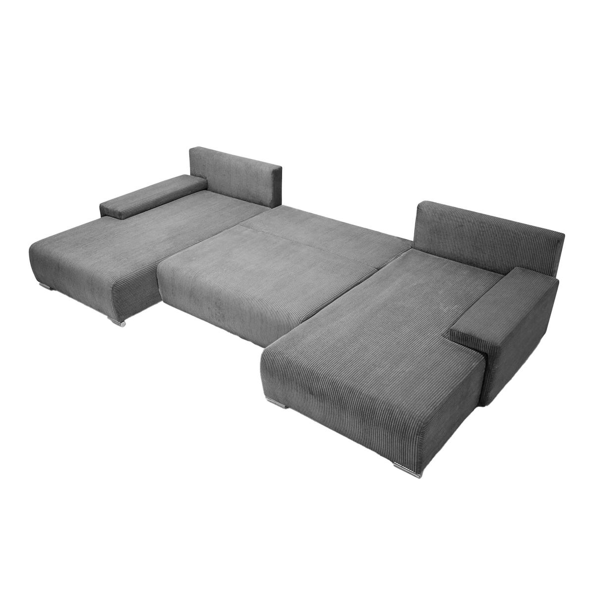 ECKSOFA Trawanga s funkcí spánku, Šedá - šedá, textil (348/188cm) - Fedve