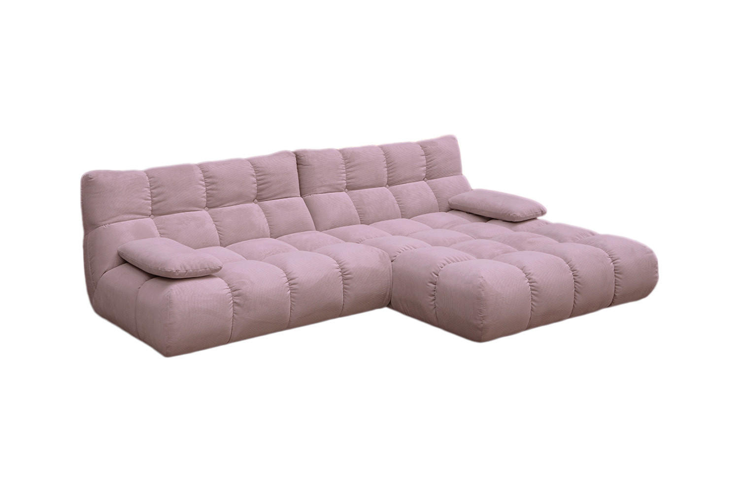 ECKSOFA VIVIEN Pink Cord - Pink/Schwarz, Kunststoff/Textil (290/178cm) - KAWOLA