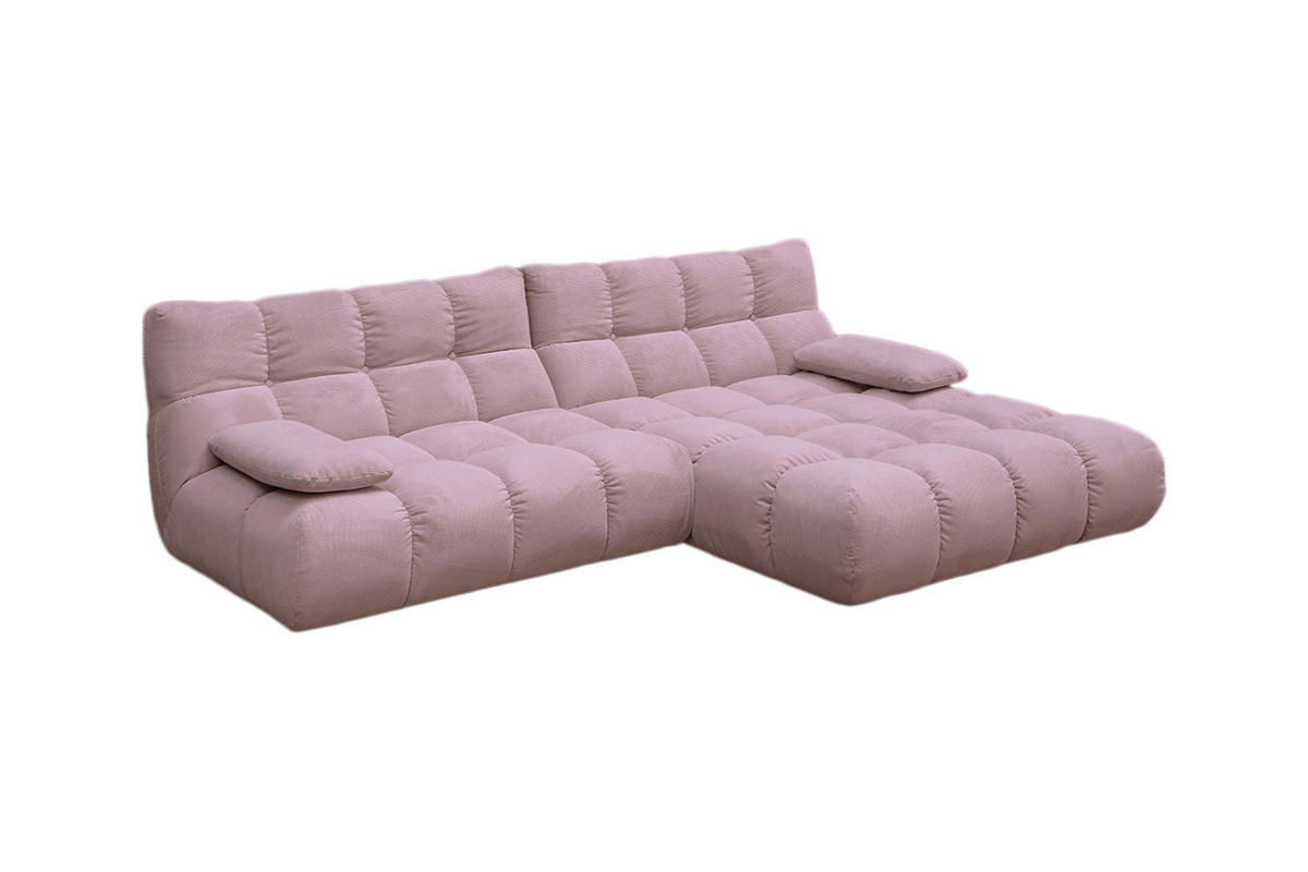 ECKSOFA VIVIEN Pink Cord - Pink/Schwarz, Kunststoff/Textil (290/178cm) - KAWOLA
