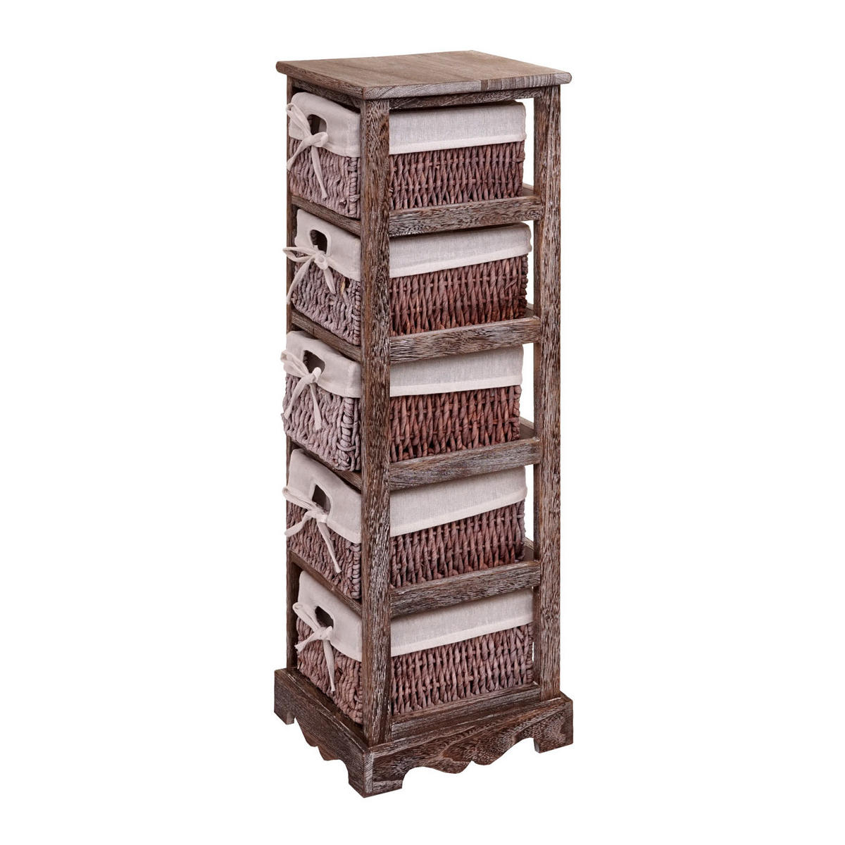 KOMMODE MIT 5 KORBSCHUBLADEN Braun - Braun, Holz (25/90/28cm) - MCW