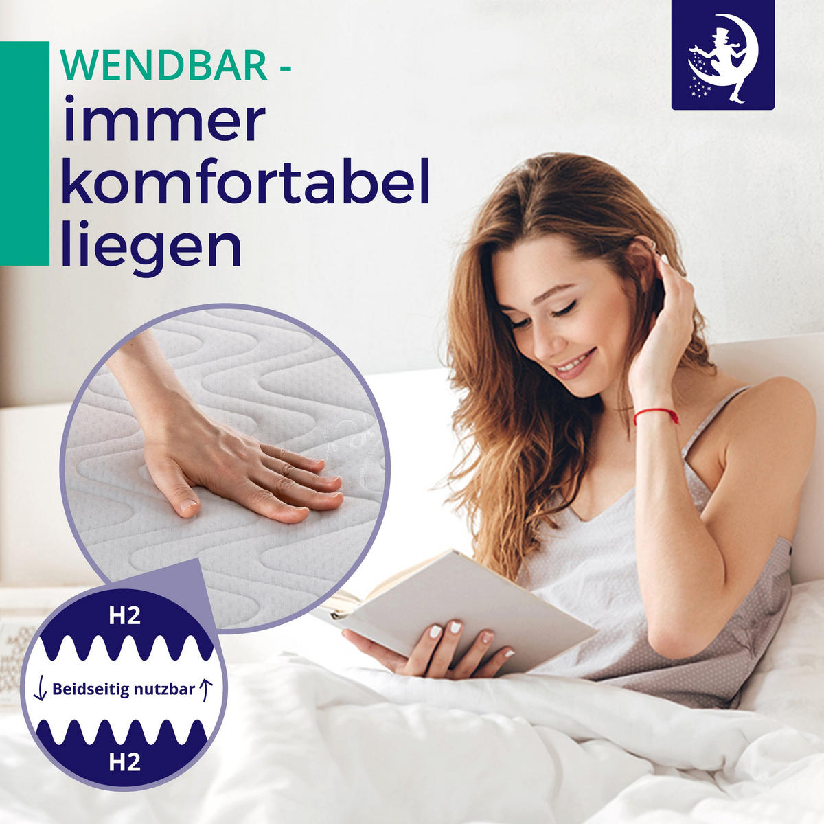 MATRATZE H2 140x200 cm – 7 Zonen Federkernmatratze 18 cm – Kaltschaum Komfortpolsterung – atmungsaktive Matratze mit waschbarem Bezug - Weiß, Textil (140/200cm) - Mister Sandman