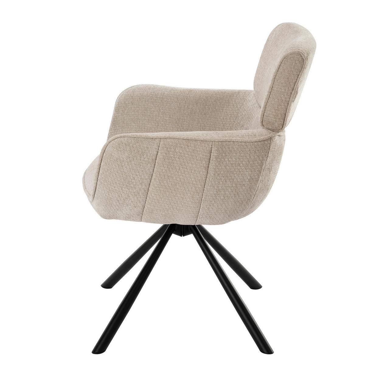 HOME24 Drehbarer Armlehnenstuhl CORPA 2er-Set - Beige/Schwarz, Textil/Metall (61/87/63cm) - home24