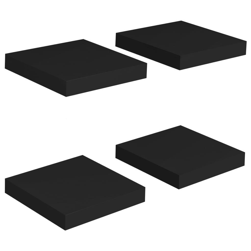 WANDBOARDSET 4-teilig 23/23,5/3,8 cm aus MDF Schwarz - Schwarz, Holzwerkstoff (23.5/3.8/23cm) - vidaXL