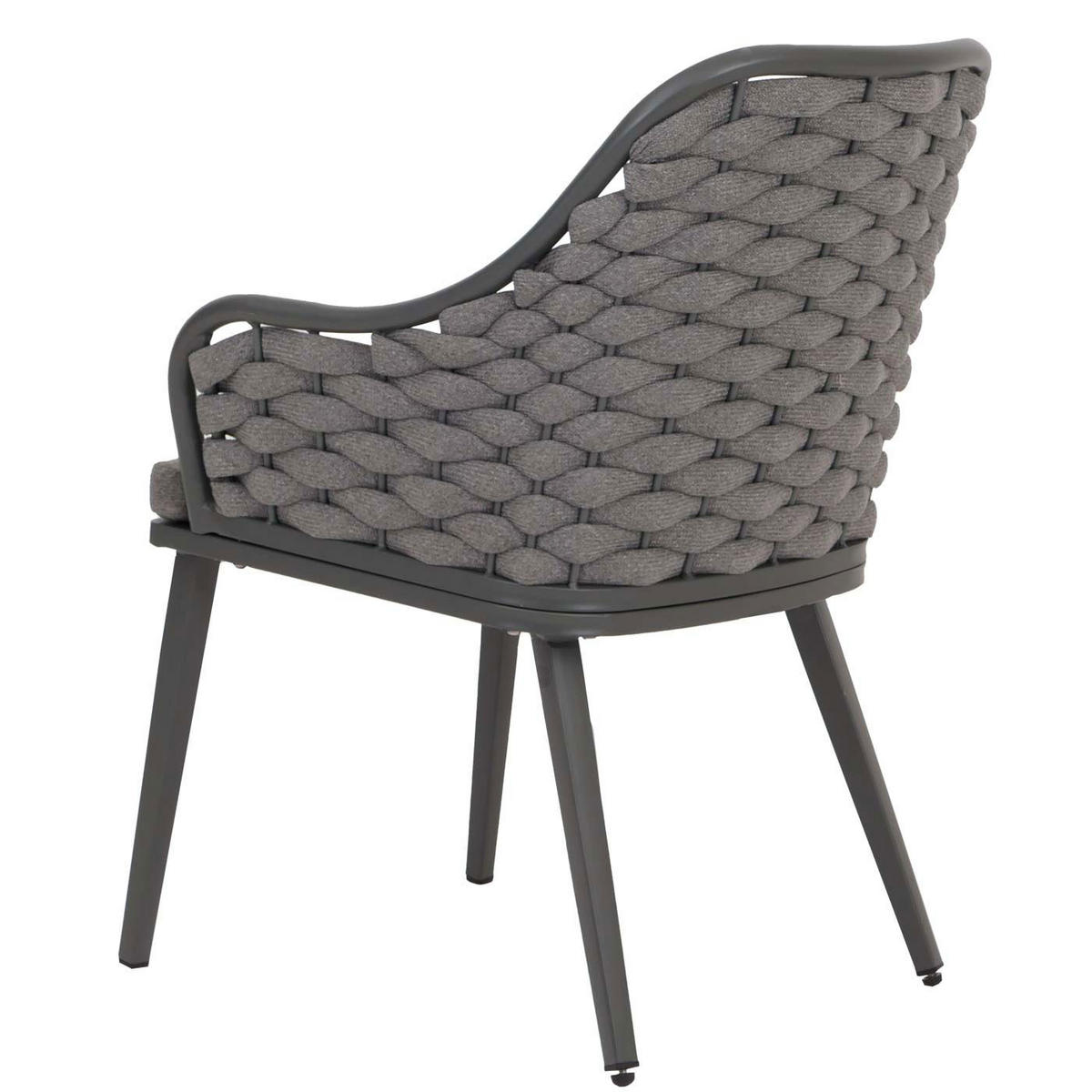 GARTENSTUHL 2er-Set aus Aluminium HxBxT 84x59x63cm Sitzhöhe 46cm Olefin (200 g/m²) Seilgeflecht Rope Anthrazit Kissen Dunkelgrau - Anthrazit, Metall (59/84/63cm) - PROREGAL