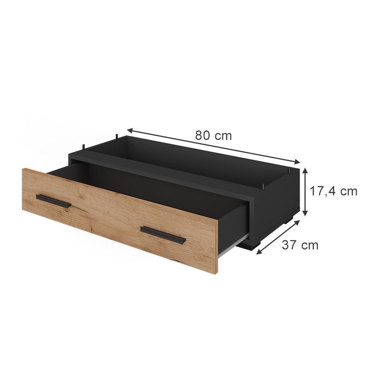 PŘÍDAVNÝ MODUL Ingo Antracit/zlatý dub - antracitová, kompozitní dřevo (80/17.4/37cm) - Vicco