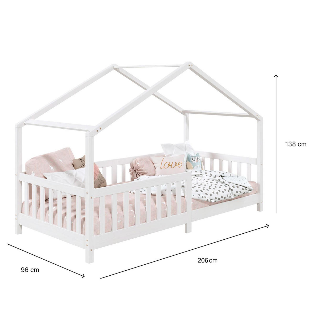 HAUSBETT LISAN 90X200 CM - Weiß, Holz (96/138/206cm) - IDIMEX