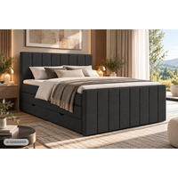 BOXSPRINGBETT Ruby Schwarz 200/200 cm mit Matratze und Topper - Schwarz, Holz/Holzwerkstoff (200/200cm) - Maison de Reve