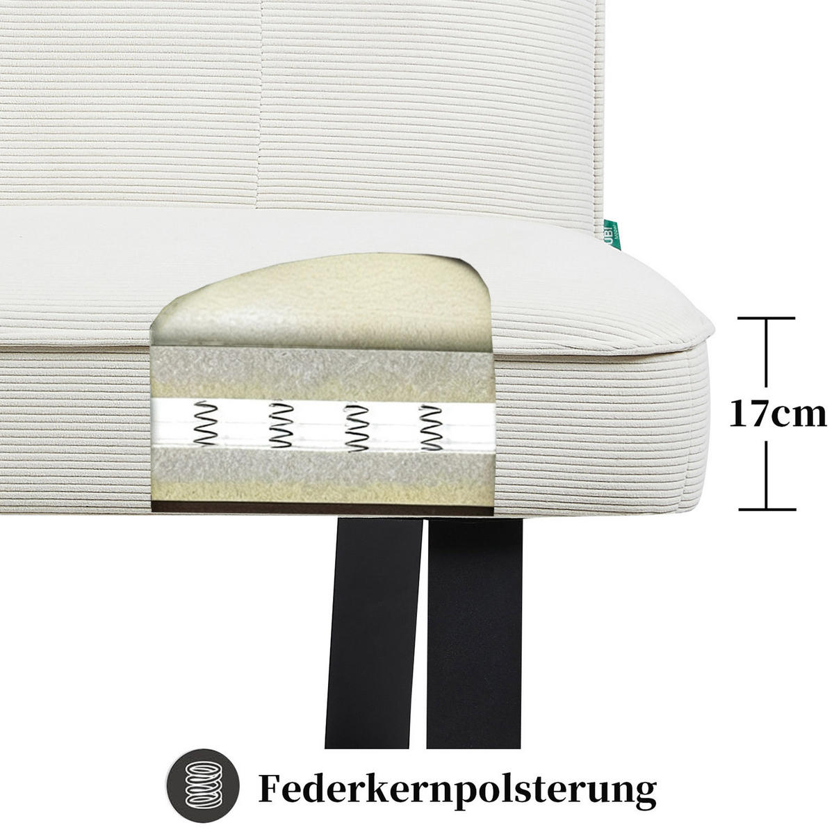 SITZBANK EMILIA - Creme, Metall (156/88/65cm) - DUBI Möbel