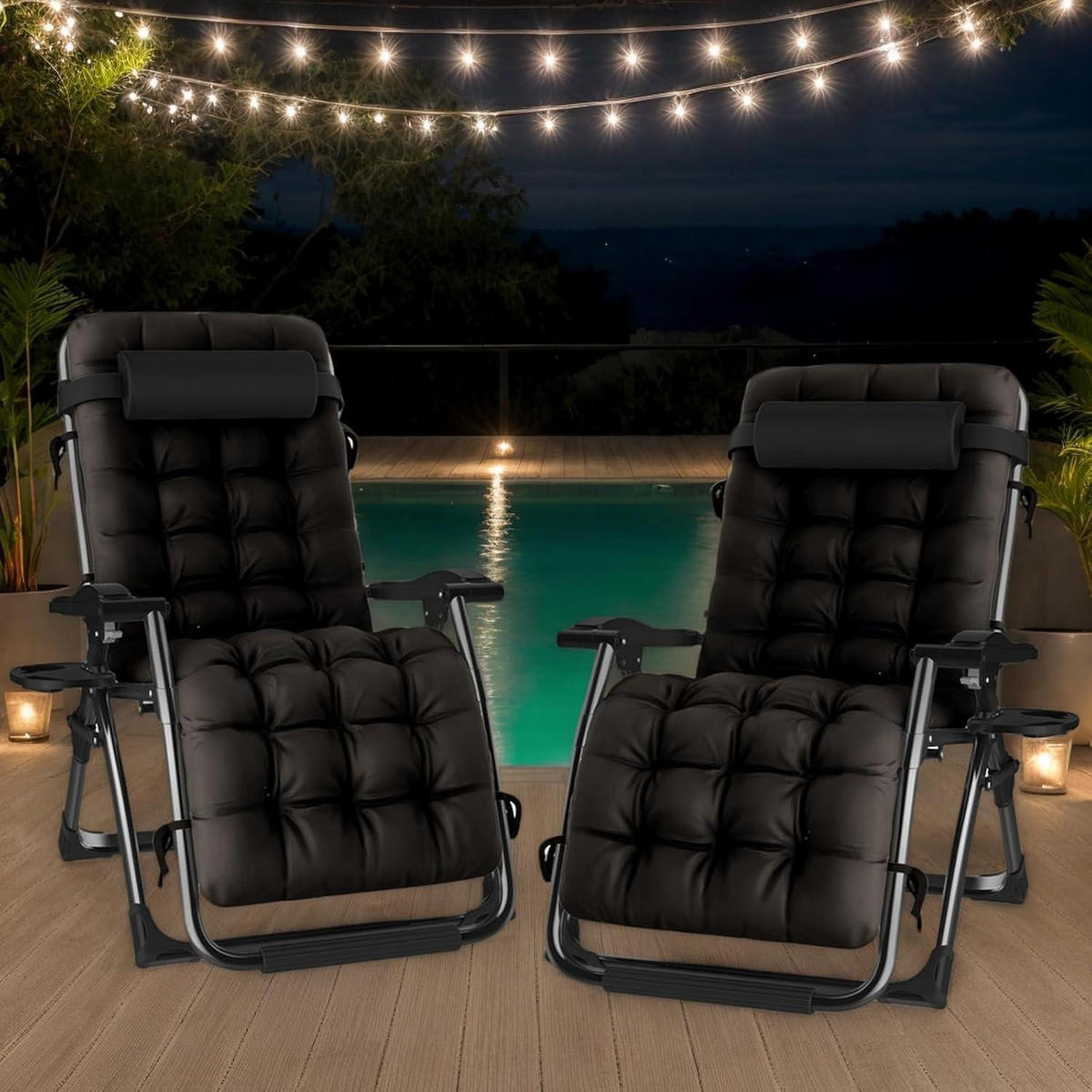 SONNENLIEGE 2er Set Schwarz 72 cm Breit - Schwarz, Metall (72/77/172.5cm)