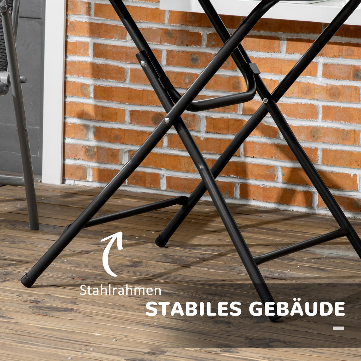 GARTENTISCH 80/80/73 cm dunkelgrau aus Stahl und HDPE klappbar - Dunkelgrau, Metall (80/80/73cm) - OKWISH