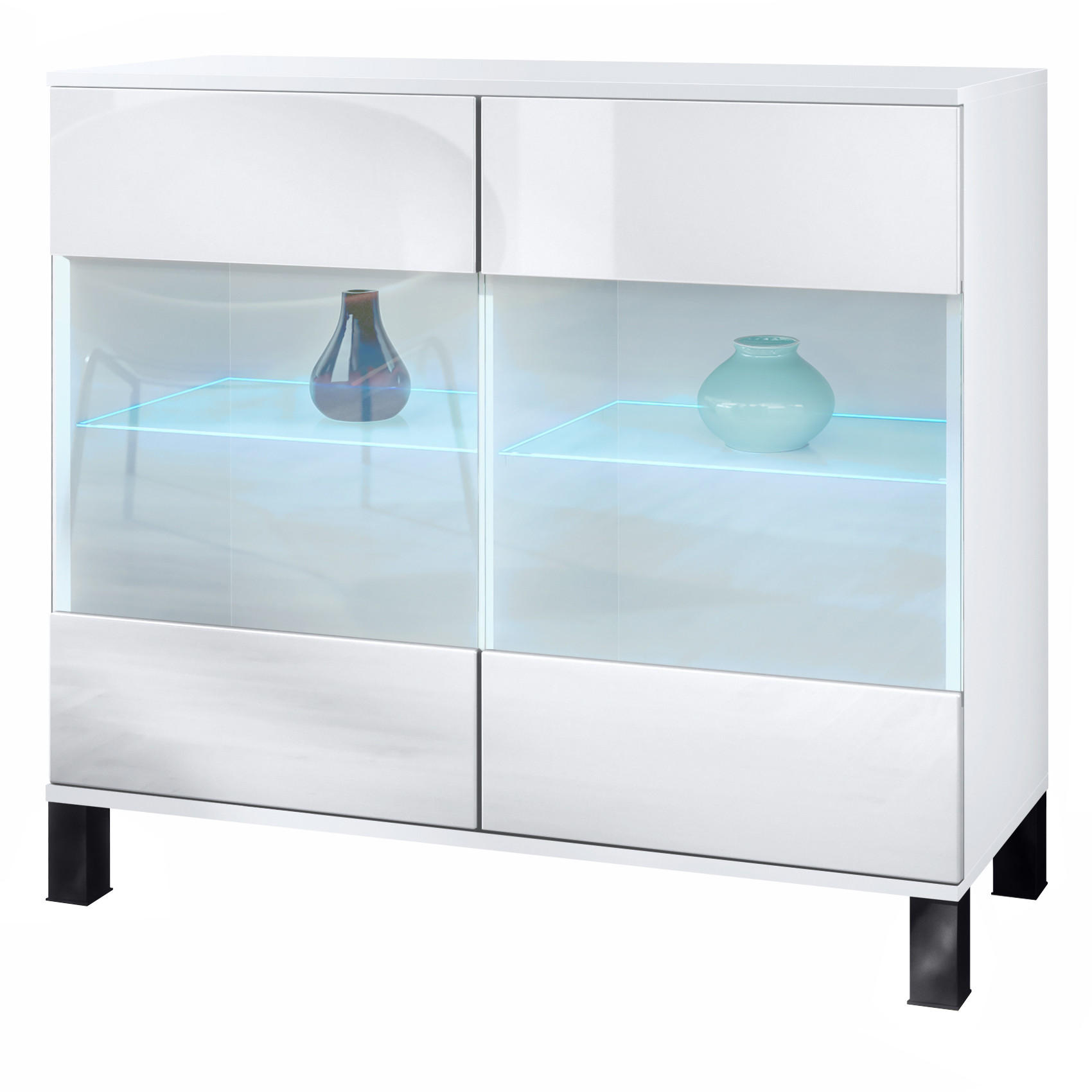 Vladon Kommode Weiß Hochglanz 92.5x84.5x35 cm