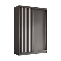 ŠATNÍ SKŘÍŇ S POSUVNÝMI DVEŘMI LAMELLO, 150/216/61 cm 2dveřová, šedá - šedá, kompozitní dřevo (150/216/61cm) - MASSENO