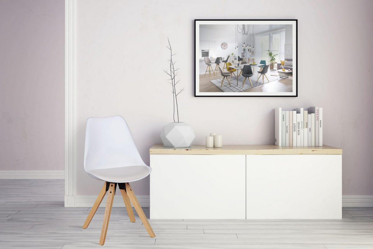 ESSZIMMERSTUHL 2er Set Kunstlederbezug mit Holzgestell Skandinavisch gepolstert, Weiß 49x52x87 cm - Beige/Weiß, Holz/Kunststoff (49/87/52cm) - KADIMA DESIGN