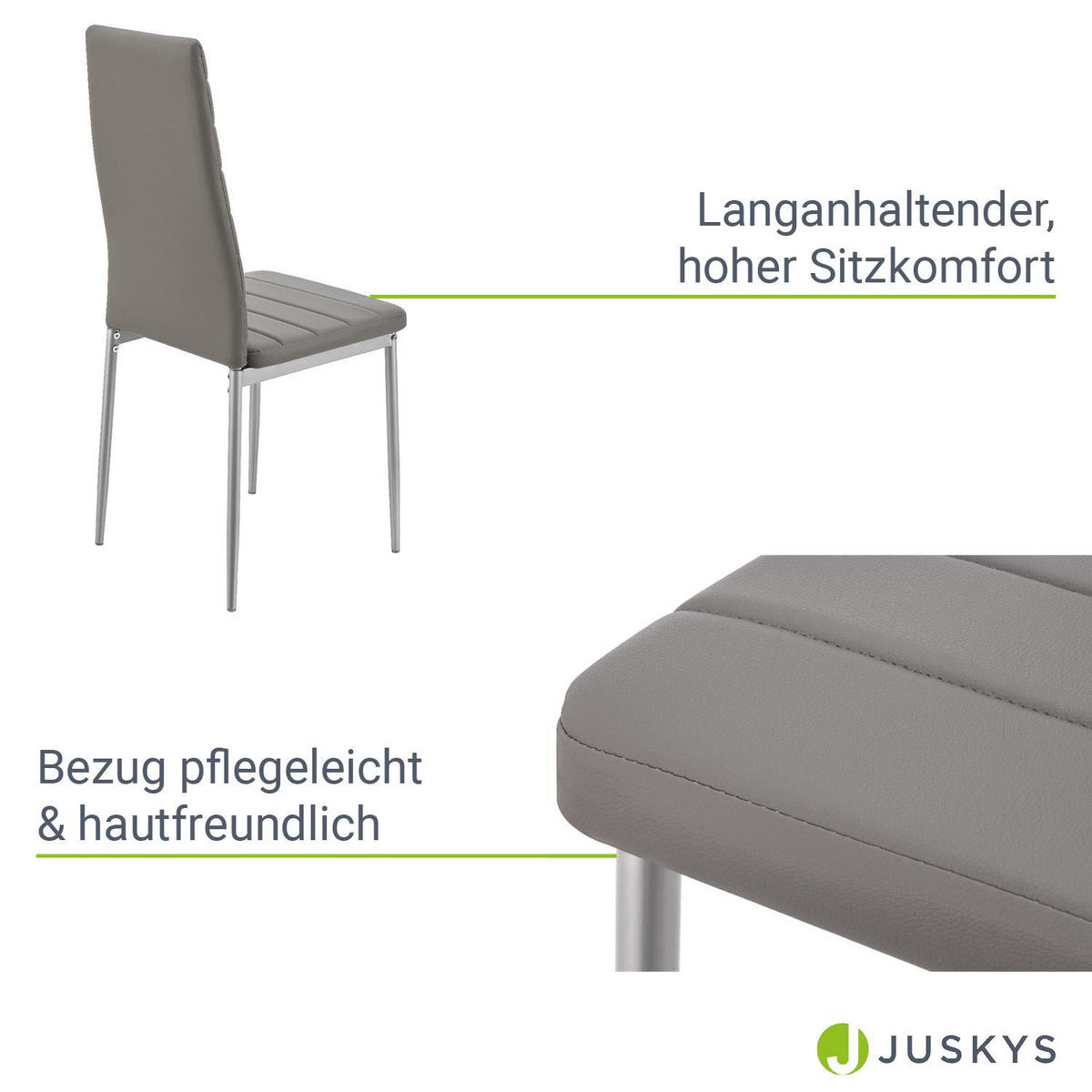 ESSZIMMERSTUHL Loja 4er-Set grau - Grau, Metall (41/96/49cm) - Juskys