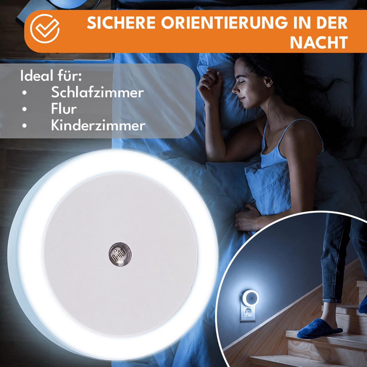 NACHTLICHT LED, Steckdose mit Bewegungssensor - Weiß, Kunststoff (8/2/8cm) - KRUMAD