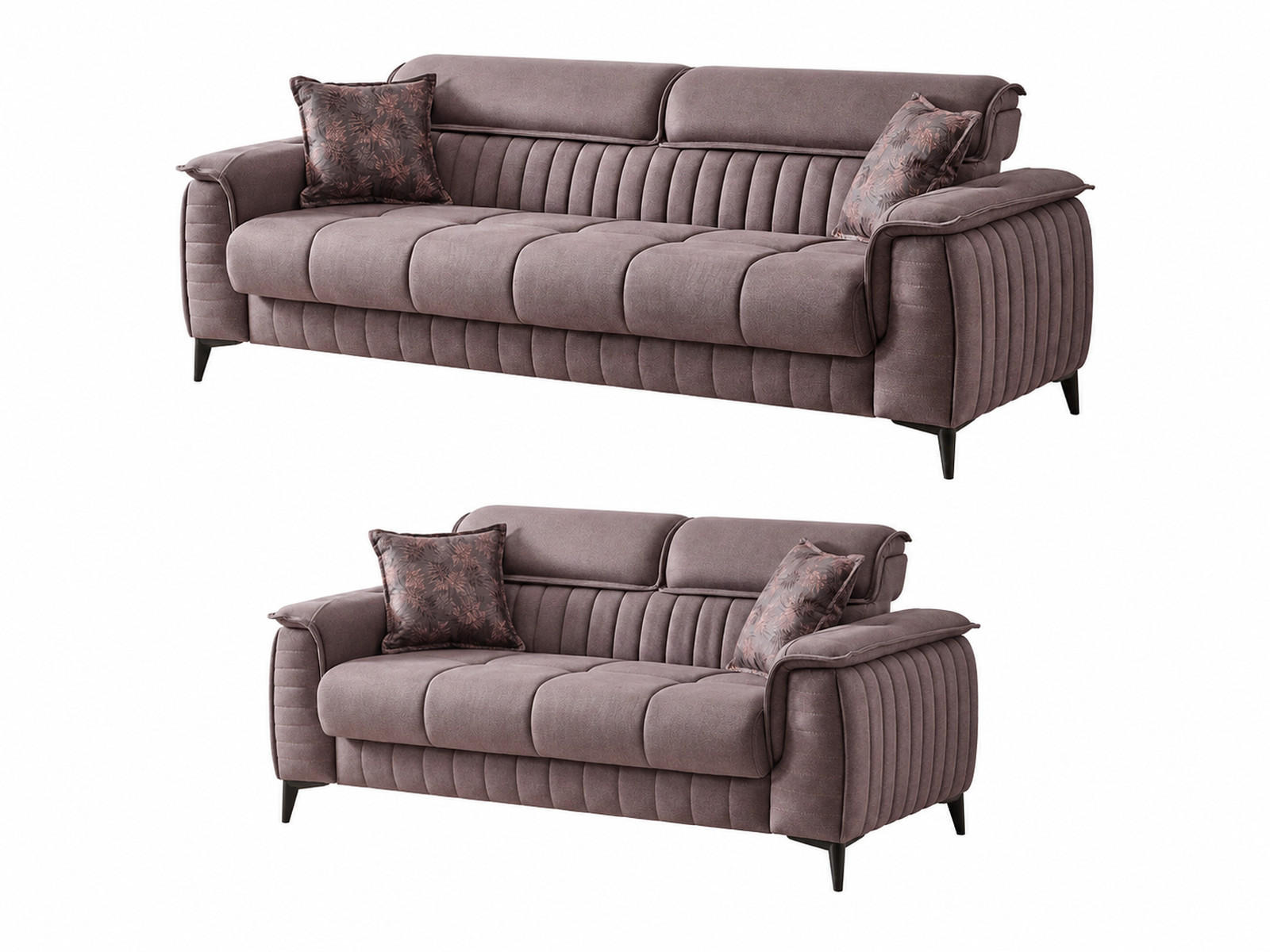 SITZGARNITUR Regina, Braun Stellvariante 3+2 - Braun, Holzwerkstoff/Kunststoff (243/85/95cm)