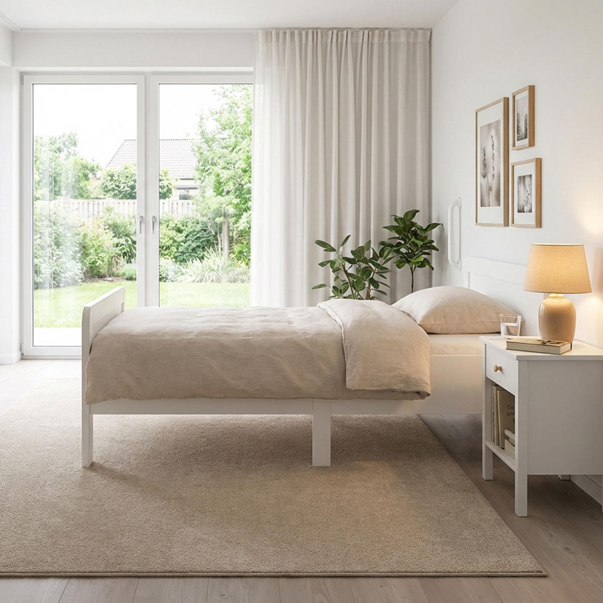 HOLZBETT Seniorenbett 90/200 weiß mit Lattenrost - Weiß, Holz (90/200cm) - Homestyle4u