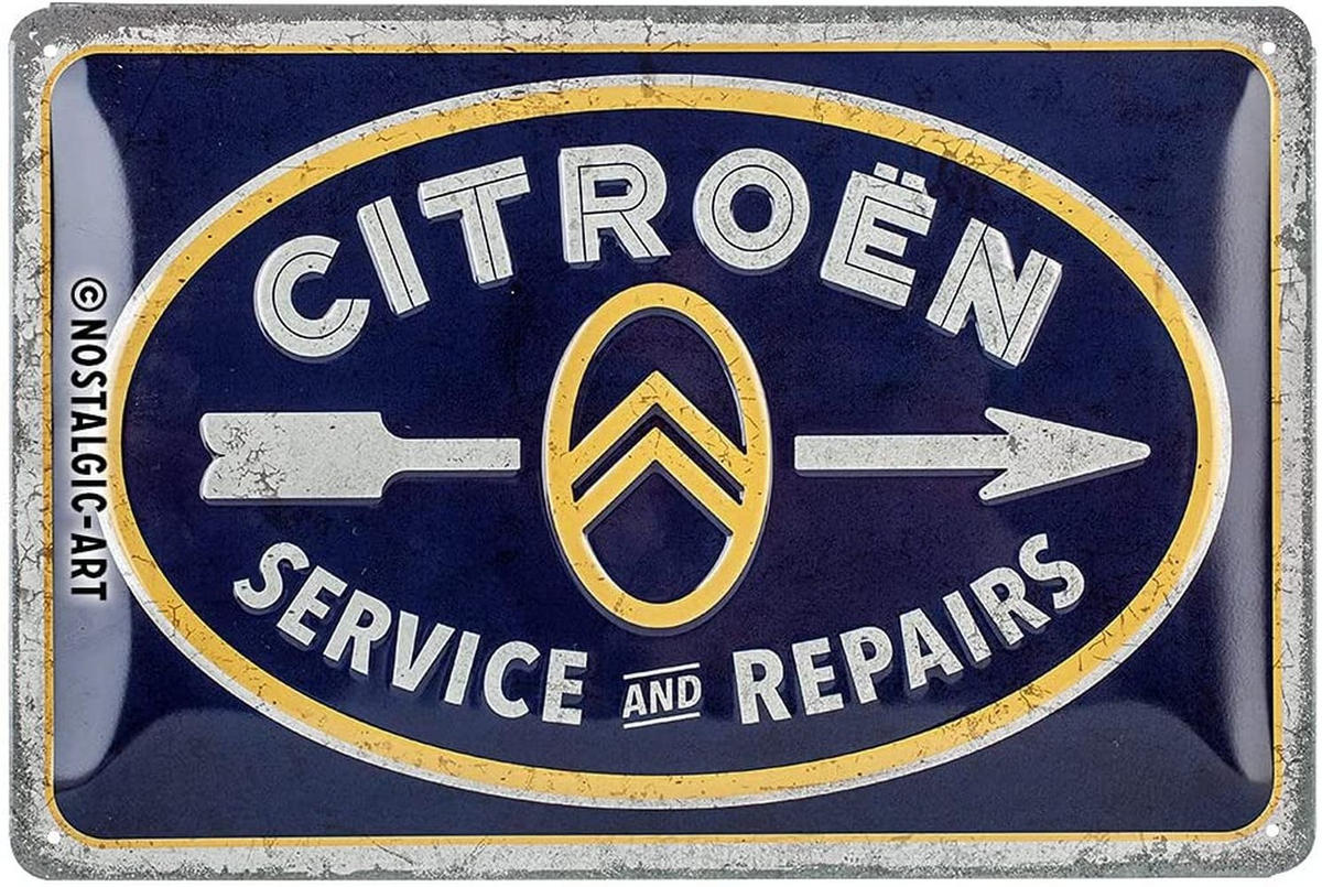 BLECHSCHILD 20/30 cm Citroen Service & Repairs - Multicolor, Metall (30/20/0.2cm) - Nostalgic-Art