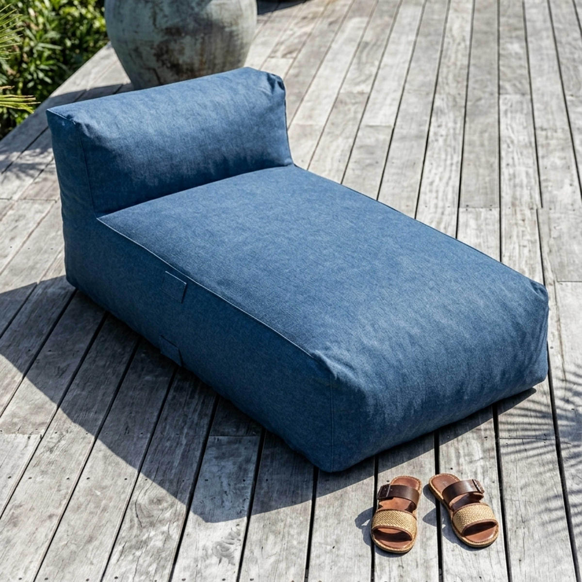 CHAISELONGUE, Pazifikblau - Blau, Textil - Oviala