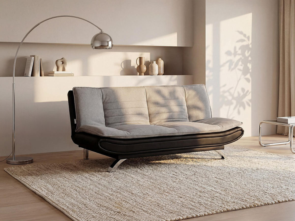 SCHLAFSOFA - 3 Personen - stoff - schwarz, grau Demido - Schwarz, Textil (176/84/86cm) - Vente-Unique