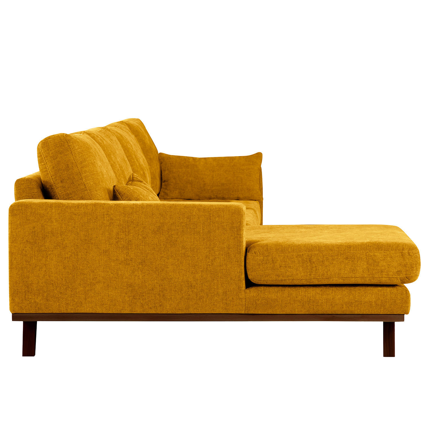 ECKSOFA mit Longchair - Gelb/Buchefarben, Textil (281/153cm) - home24