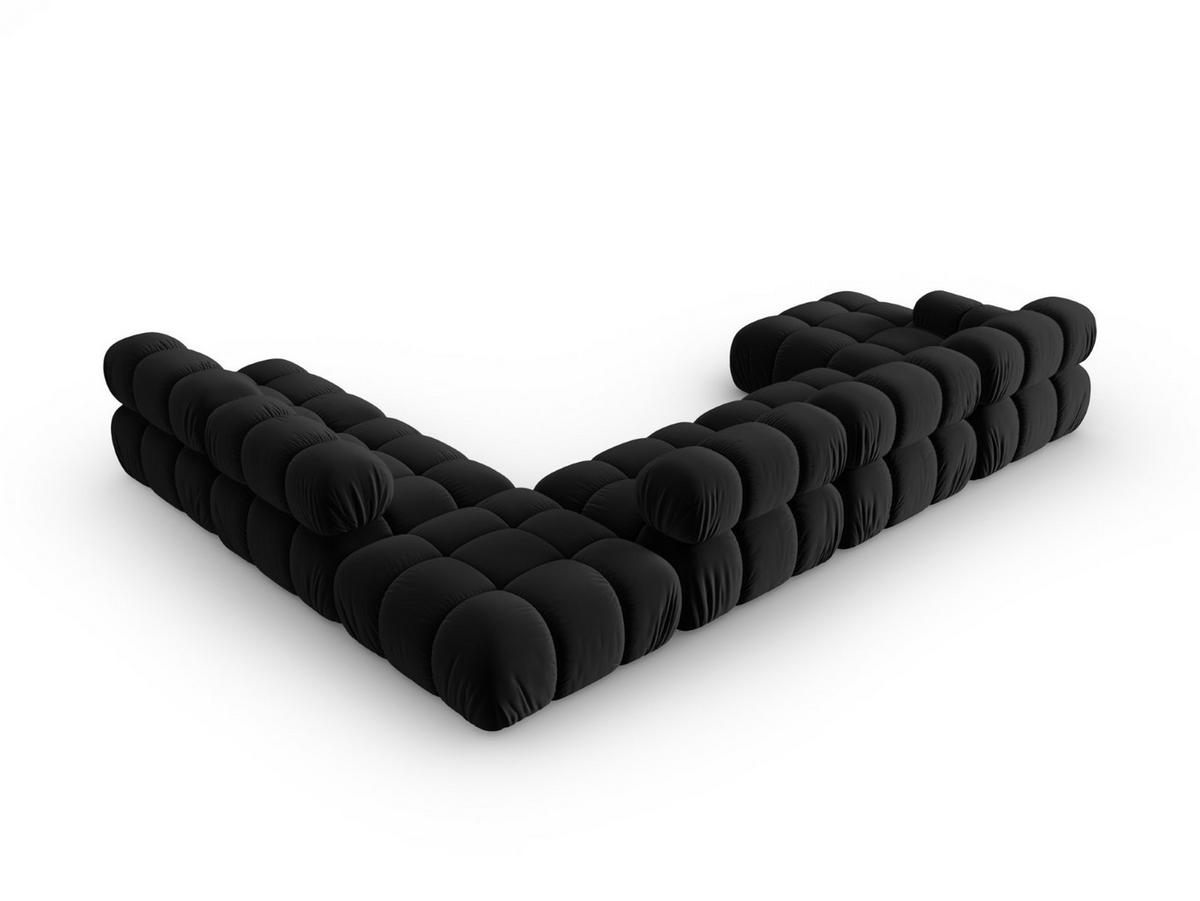 MODULARES-PANORAMASOFA rechts Bellis aus Samt schwarz 7 Sitzplätze - Schwarz, Textil (282/63/379cm) - Micadoni