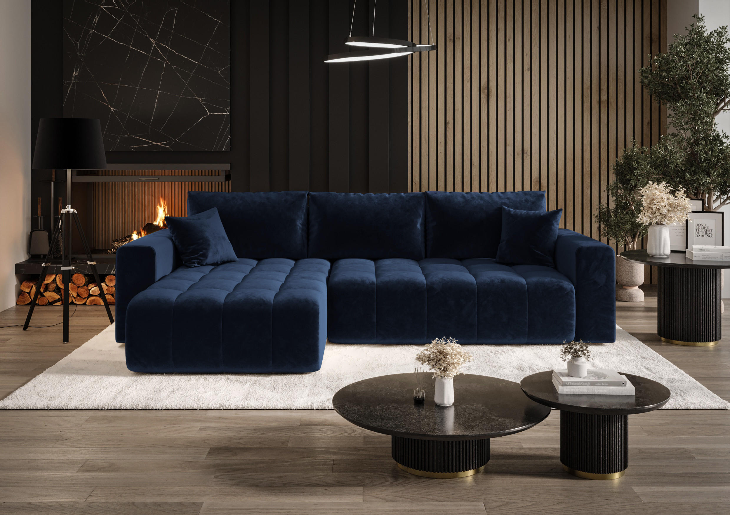 ECKSOFA mit Schlaffunktion MILO L Monolith 77 Links - Blau, Textil (280/175cm) - Bedante