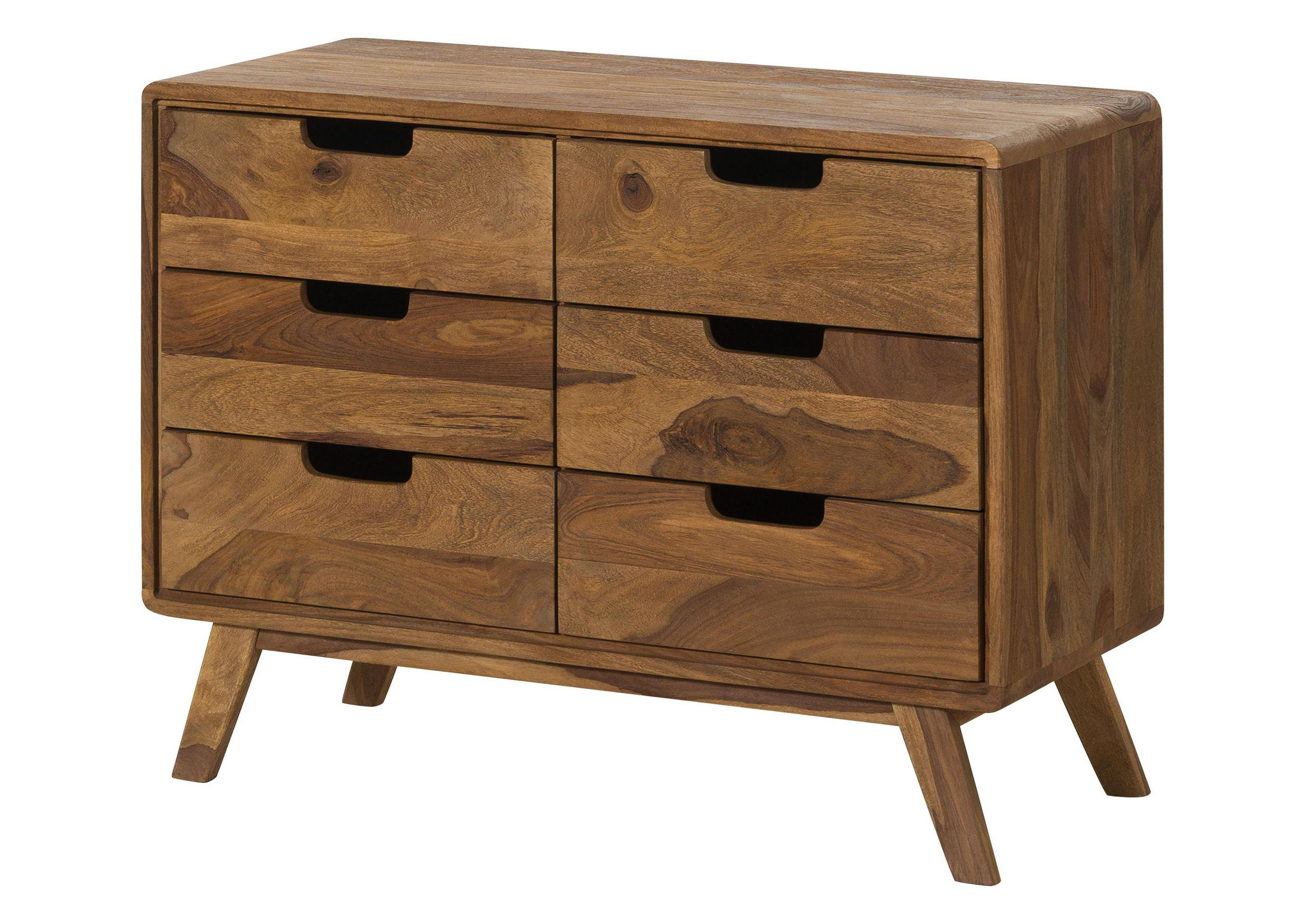 KOMMODE Sheesham 90x40x65 natur sandgestrahlt lackiert MALMÖ 2 #205 - Braun, Holz (90/65/40cm) - Massivmoebel24