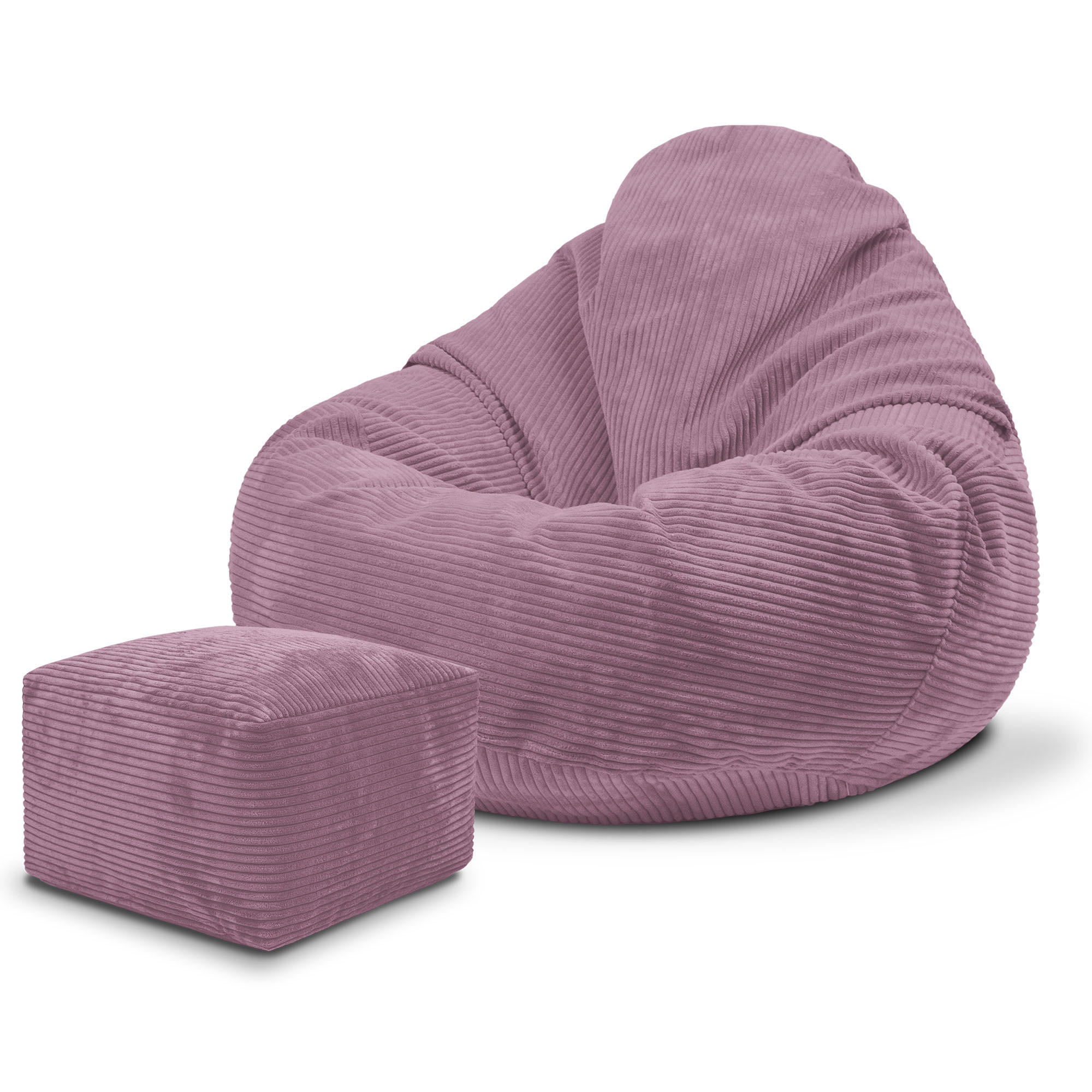 SITZSACK PARADISE MIT FUßSTÜTZE Kordsamt 2-tlg Plum Smoothie S - Violett, Textil (70/70/70cm) - Dreamroots