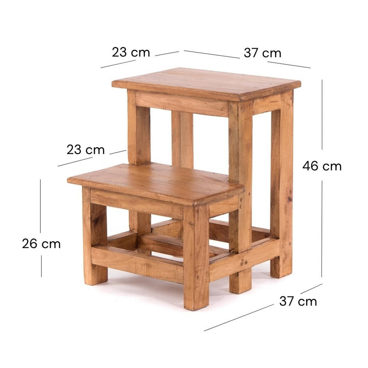 TRITTLEITER STEP Recyclingholz zweistufig 08 honigfarben gewachst - Honig, Holz (37/46/37cm) - DESIGN DELIGHTS