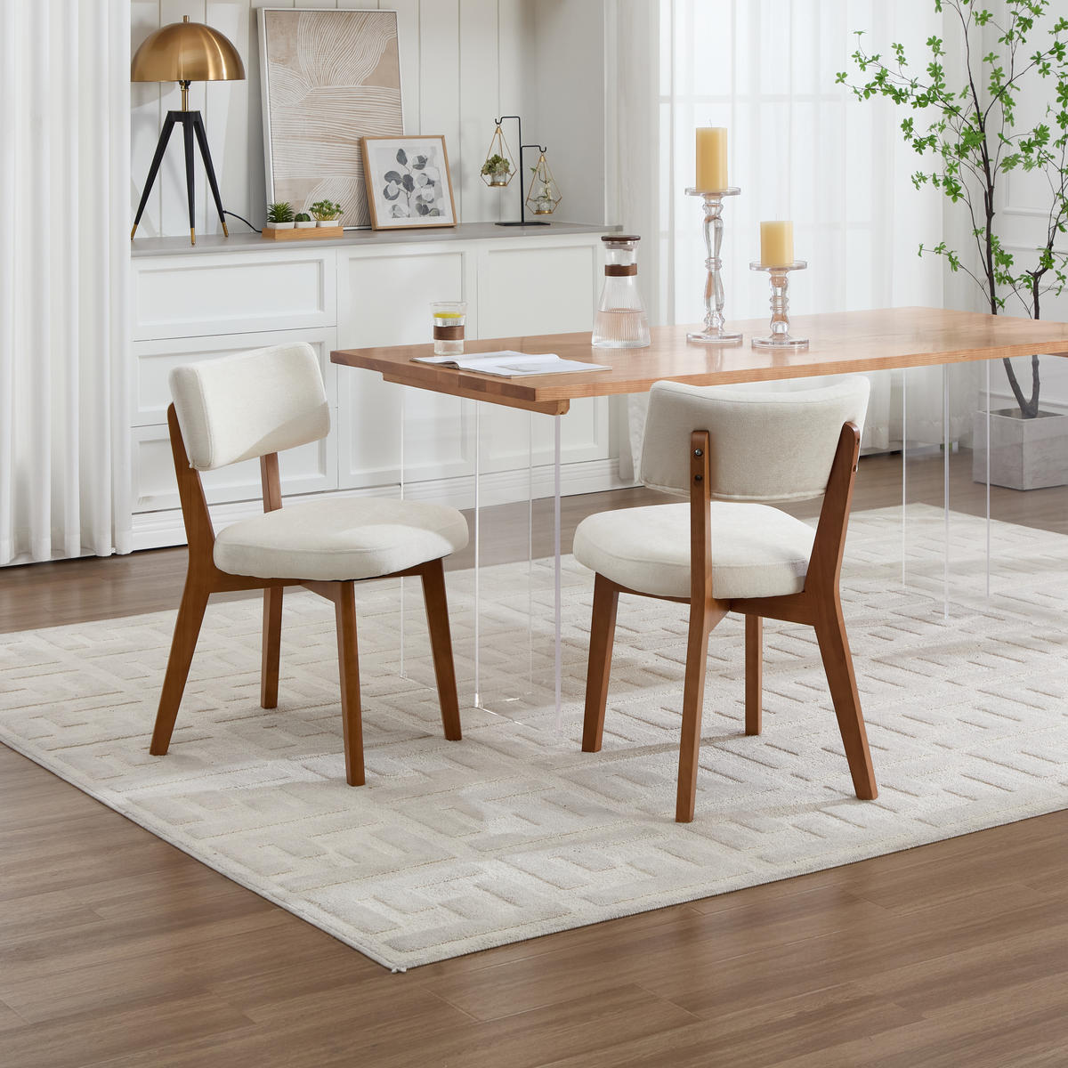 ESSZIMMERSTUHL 2er-Set mit Massivholzbeinen, Beige - Beige, Holzwerkstoff (54.5/77/47cm)