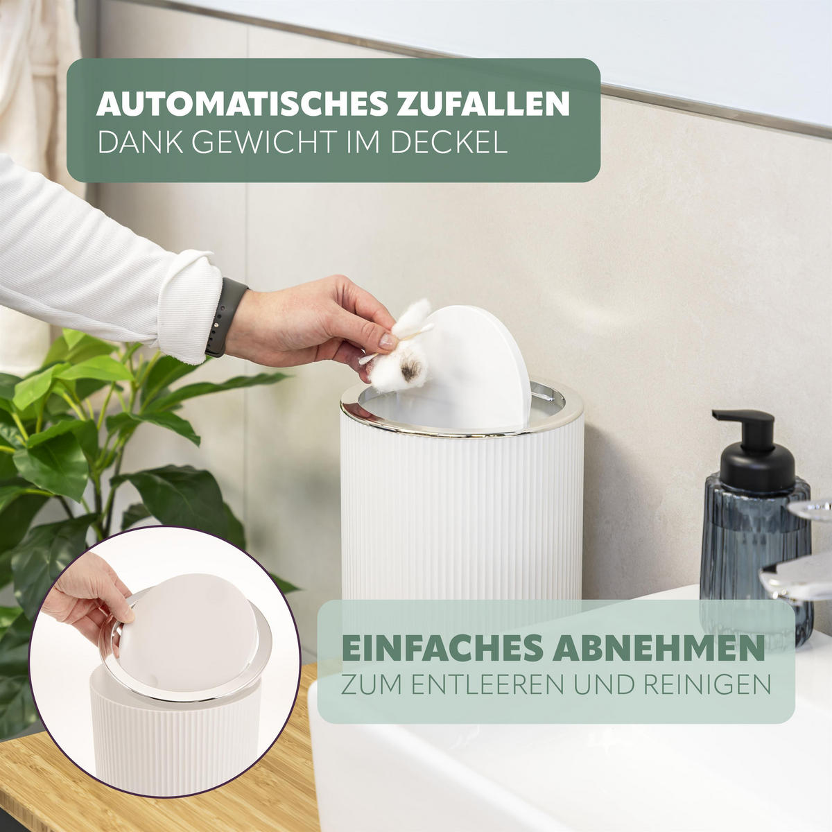 KOSMETIKEIMER 5,5 Liter, GAVELLO weiß, Kunststoff - Weiß, Kunststoff (19/24.5/19cm) - bremermann