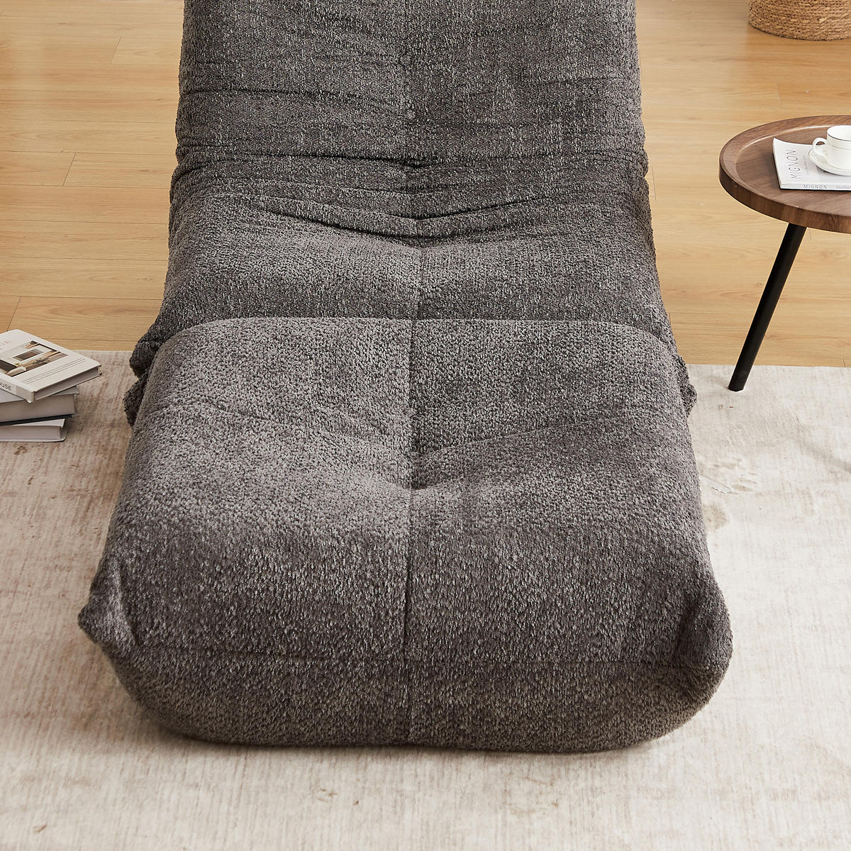 SITZSACK Chenille Grau mit Rutschfester Unterseite - Grau, Textil (94/34/83cm) - WISHDOR