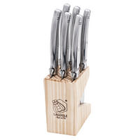 STEAKMESSER-SET Chiaro 6-tlg. mit Messerblock, Edelstahl, spülmaschinengeeignet silberfarben - Silberfarben, Metall (16cm) - Laguiole Style de Vie