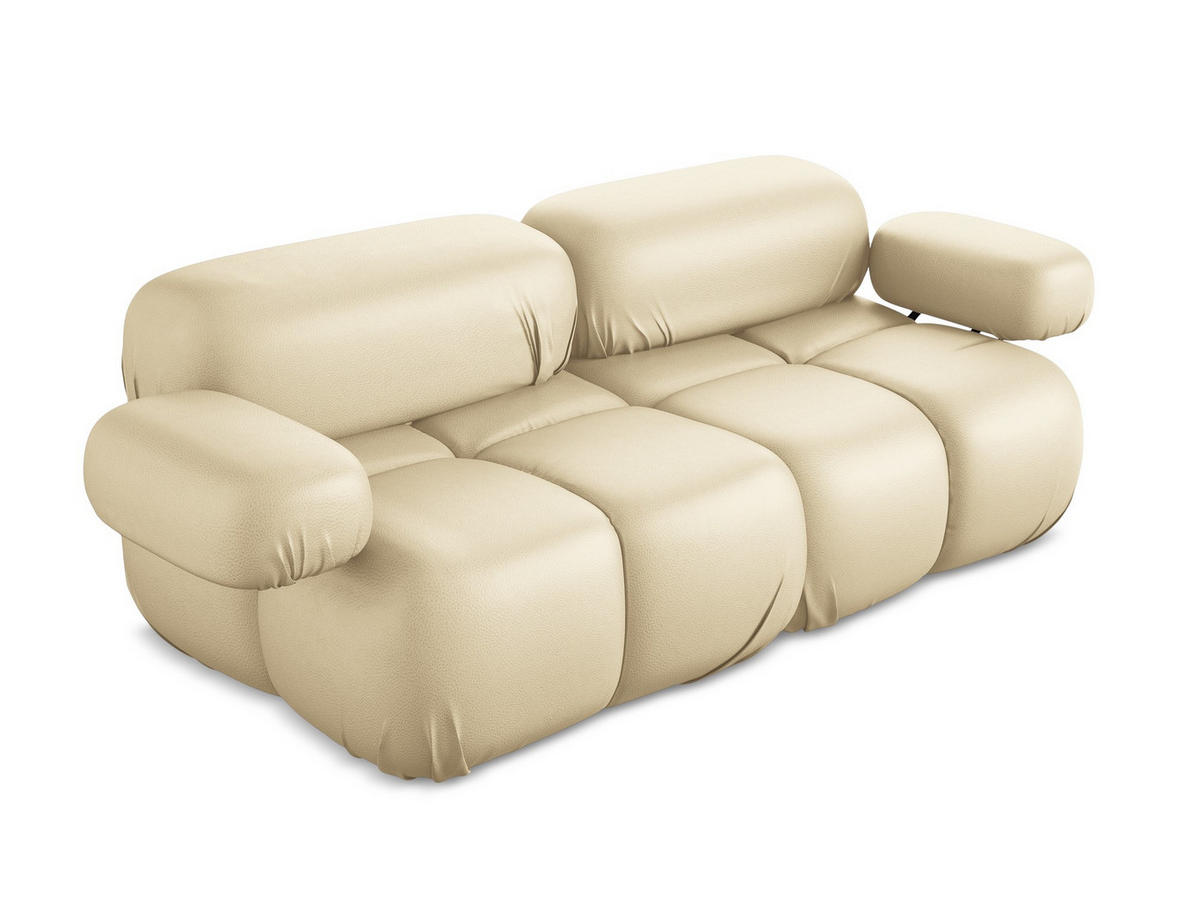 2-SITZER-SOFA Kunstleder Beige - Beige/Schwarz, Leder/Kunststoff (190/70/96cm) - Makamii