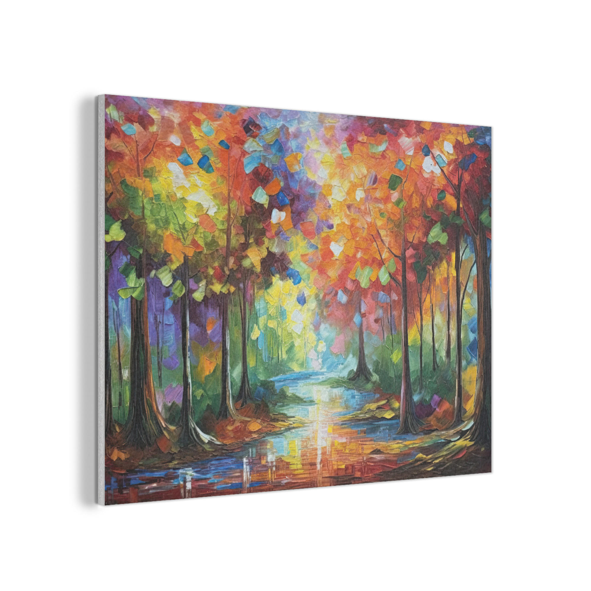 AKUSTIKBILD Landschaft - Wald - Farben - Natur Wandbild Wohnzimmer 100x70 cm - Multicolor, Textil (100/70/0.9cm) - MuchoWow