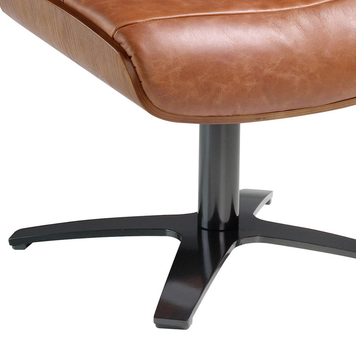 FUSSBANK Hocker aus braunem Leder 52/42/39 cm - Dunkelgrau/Braun, Leder (52/39/42cm) - ANGEL CERDA