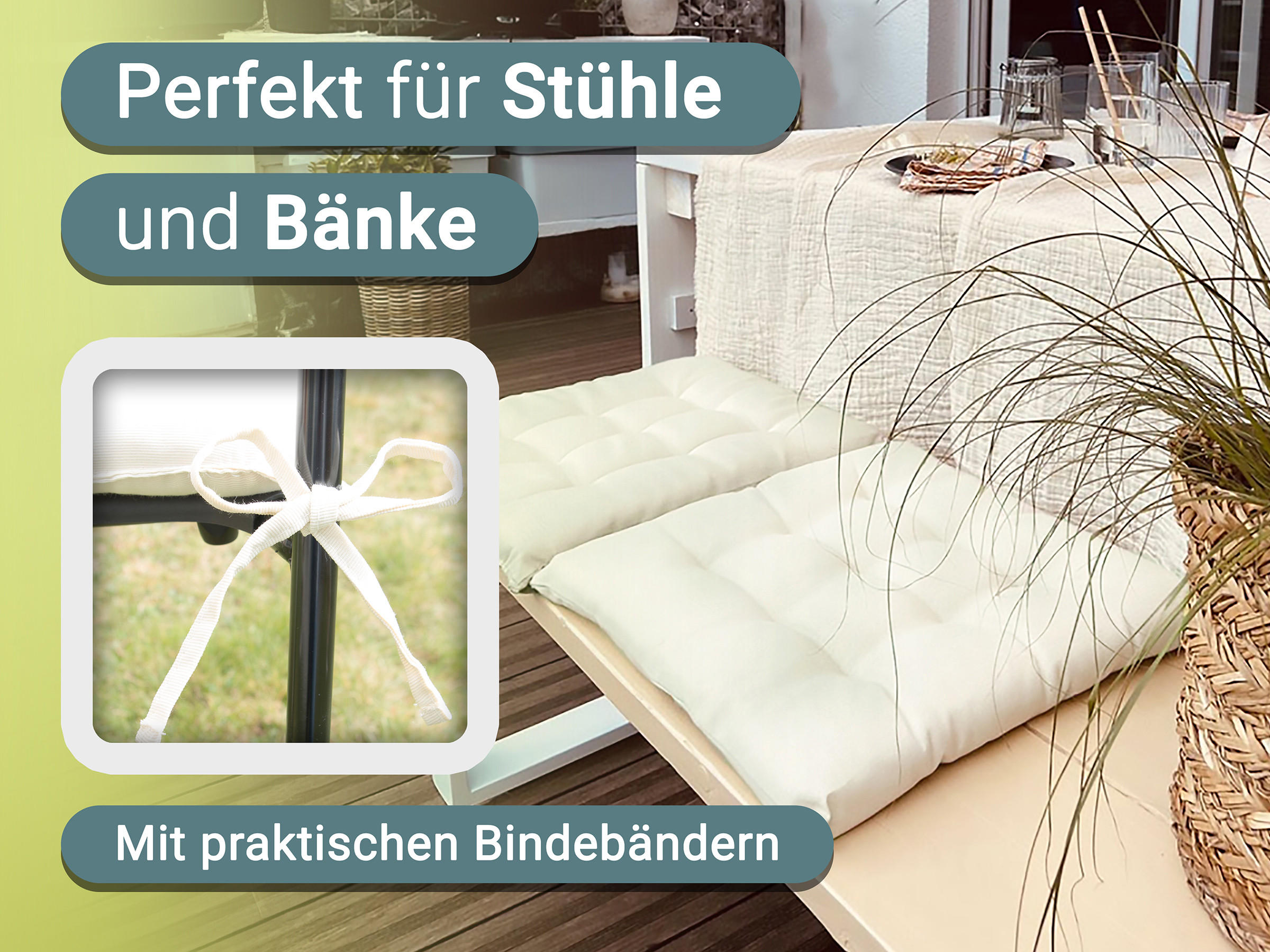 STUHLKISSEN, 4er-Set, 40x40 cm, 100% Polyester, Weiß - Creme, Textil (40/40/3cm) - Zollner