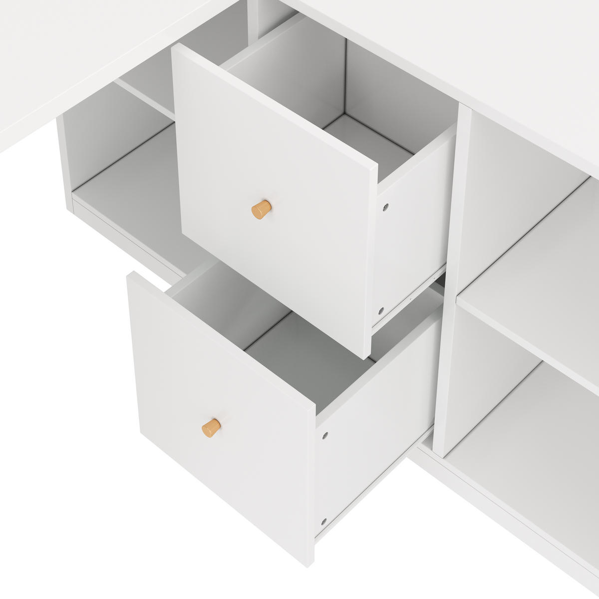 ECKSCHREIBTISCH L-Form 120cm 2 Schubladen beidseitig modern - Weiß, Holzwerkstoff (120/50/78cm) - FLIEKS