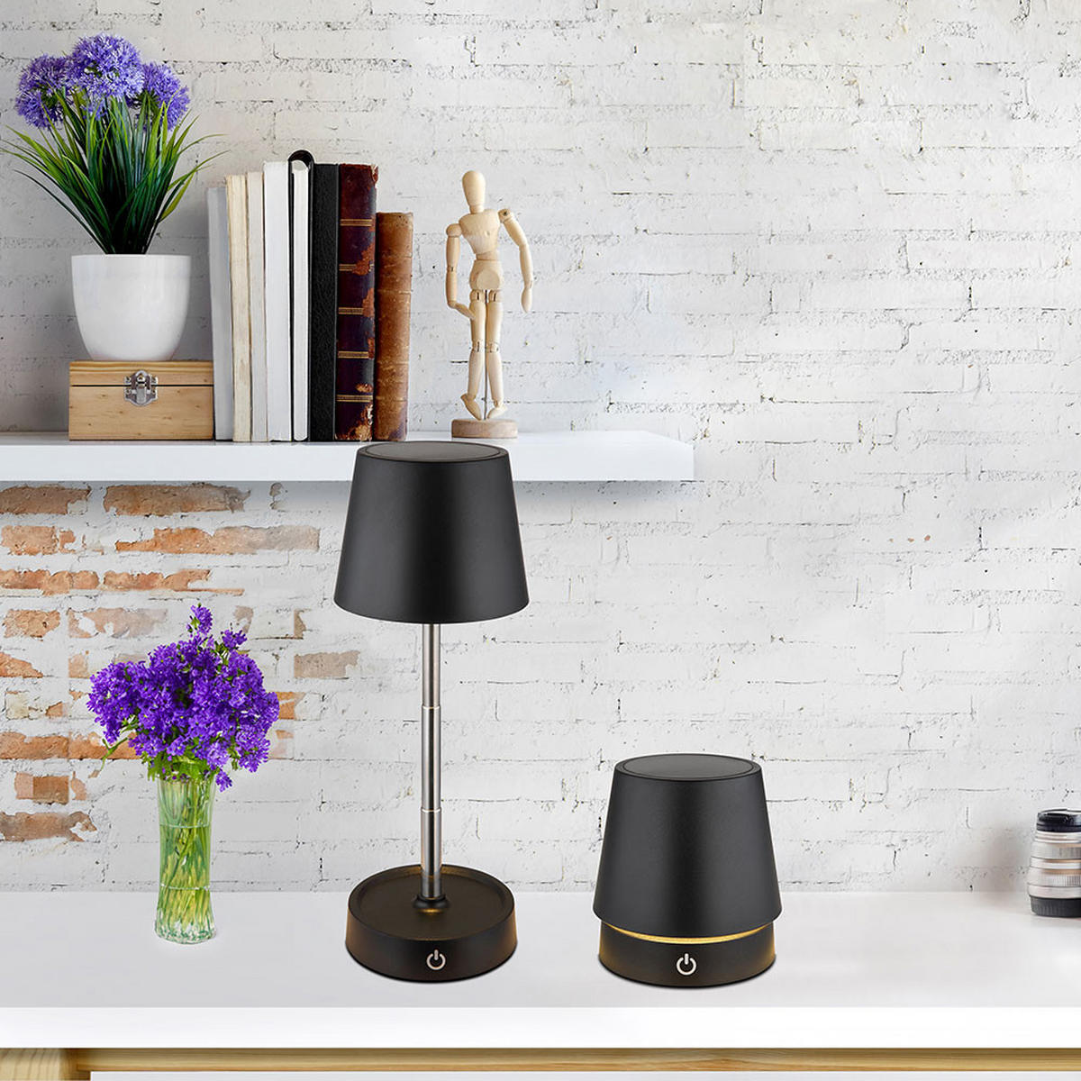 LED TISCHLEUCHTE Carlos Schwarz - Schwarz, Metall (10.6/10.6/28cm) - Globo Lighting