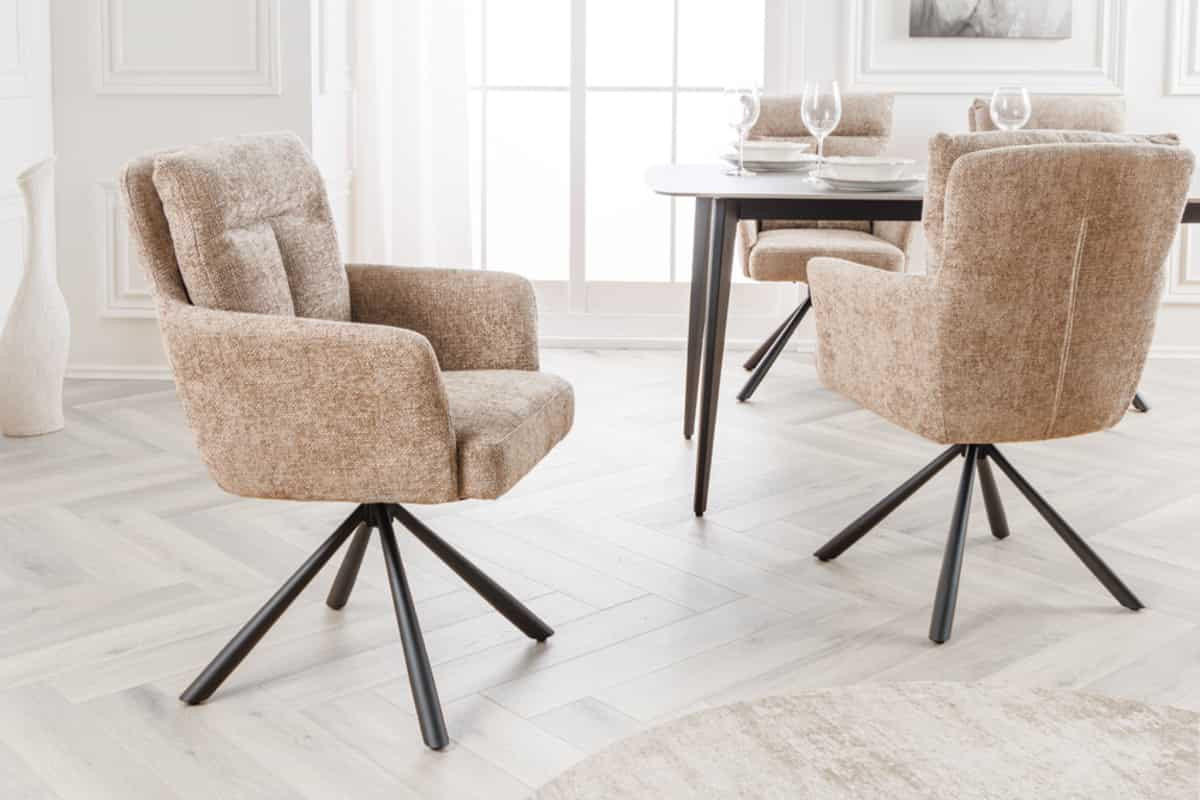 STUHL BIG GEORGE Samt Beige 95 cm - Beige/Schwarz, Textil/Metall (59/93/68cm) - riess-ambiente